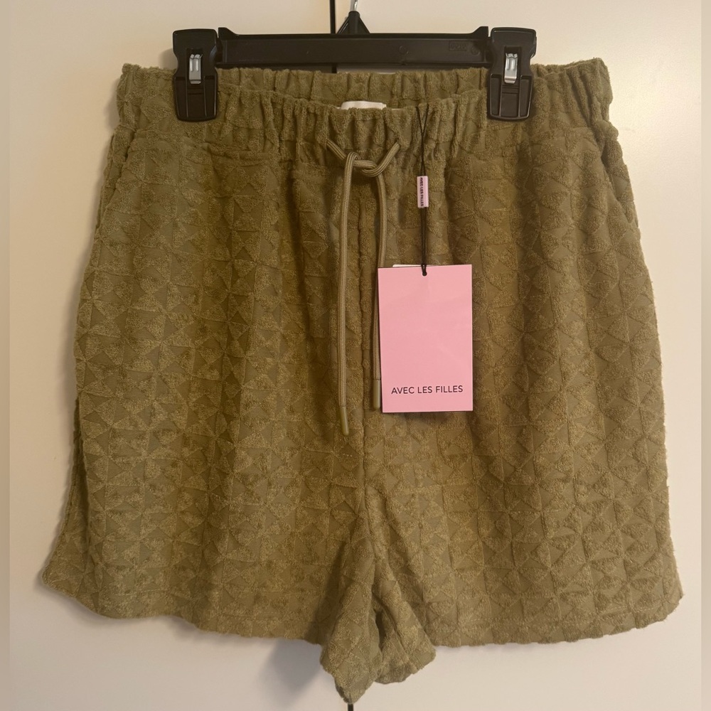 Avec Les Filles Green High Waist Shorts